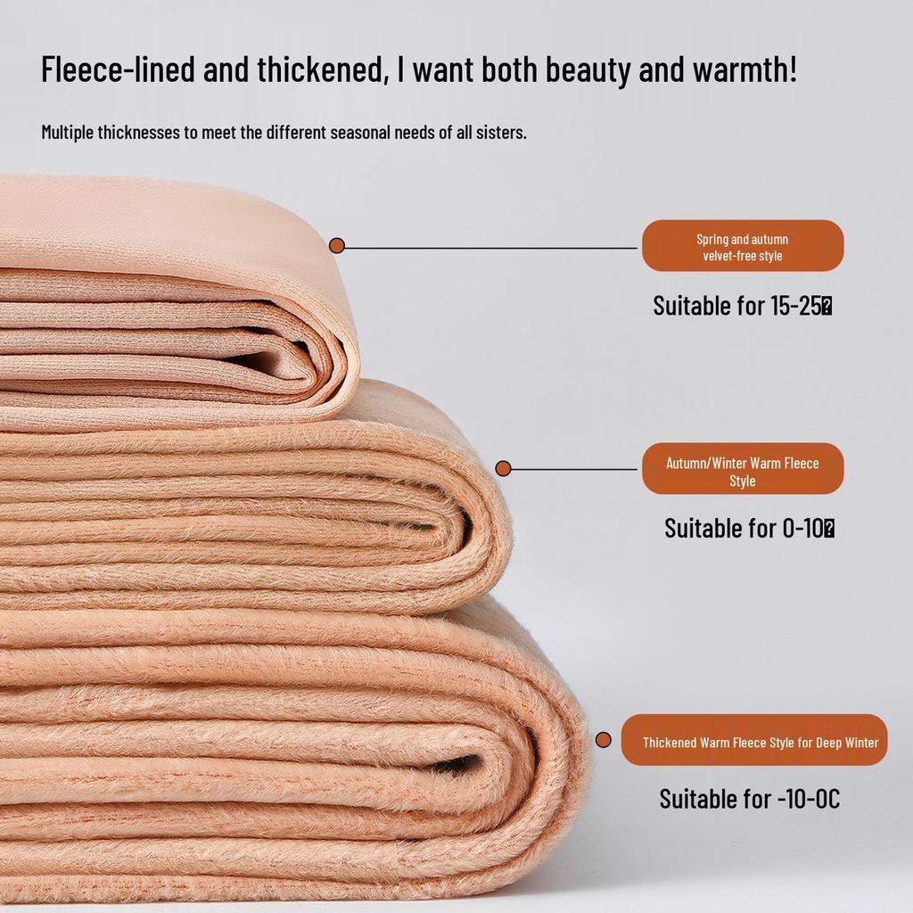 Women's Fleece-Lined Sheer Black Tights: Thick, Nude Feel Base Layer for Autumn/Winter.