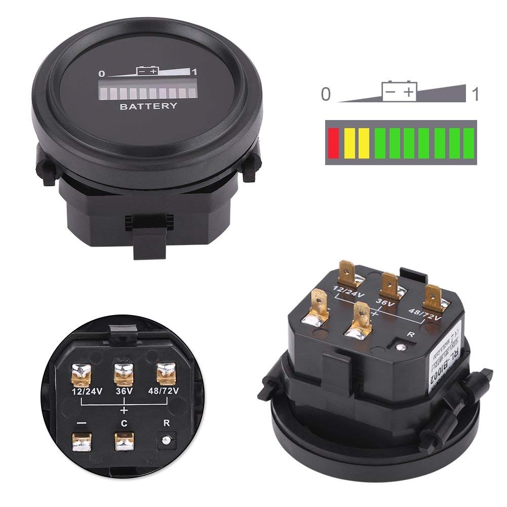 

Cart Battery Meter: 12V/24V/36V/48V/72V Battery Indicator LED Digital Battery Indicator Meter Gauge for Golf Cart