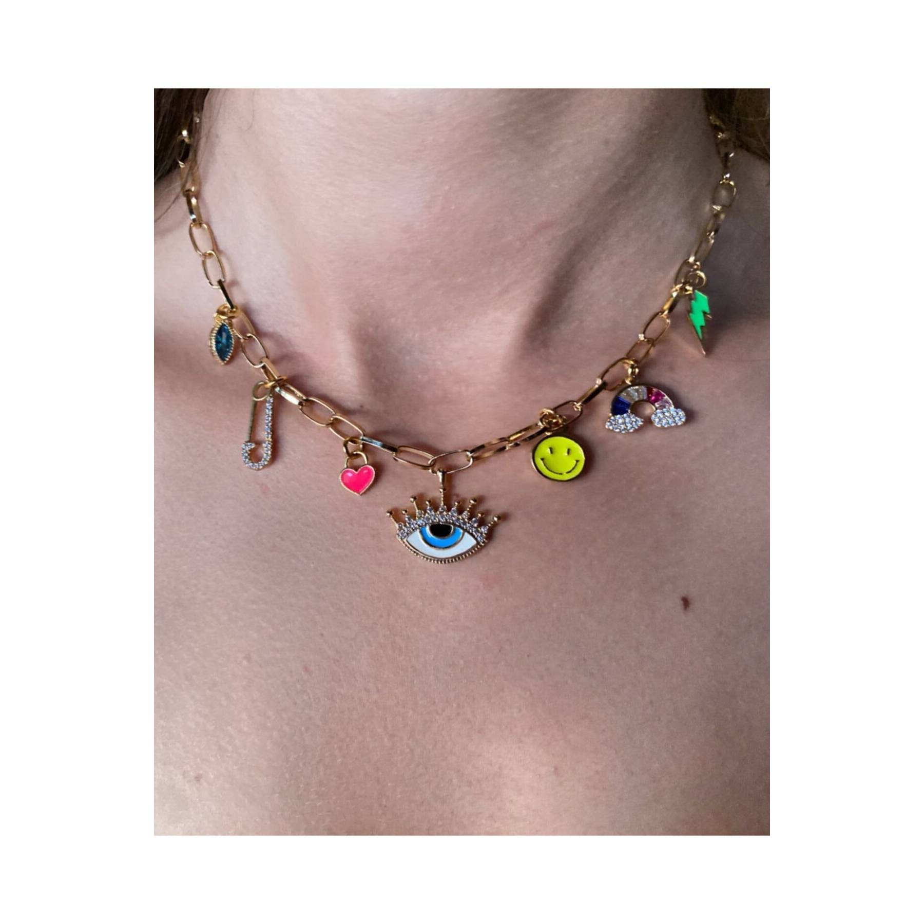

Женское красочное ожерелье с подвеской в ​​виде голубых глаз