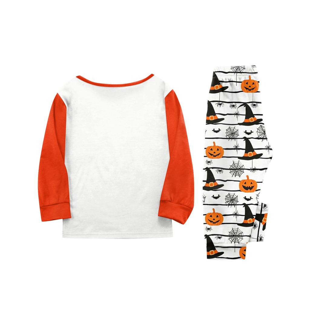 Family Matching Halloween Pajama Set Long Sleeve Top and Pants with Print for Adults and Kids