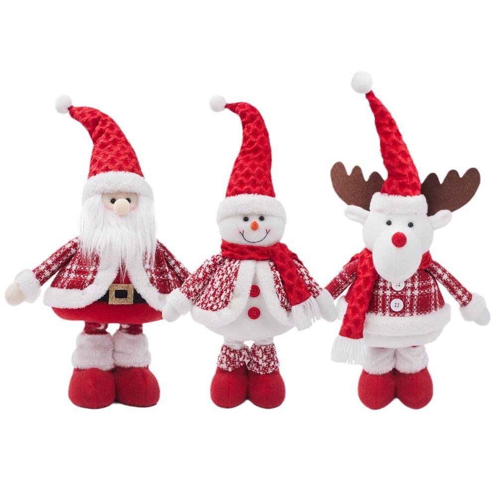 Cartoon Christmas Telescopic Doll Handmade Plush Doll Santa Claus Toy  Living Room