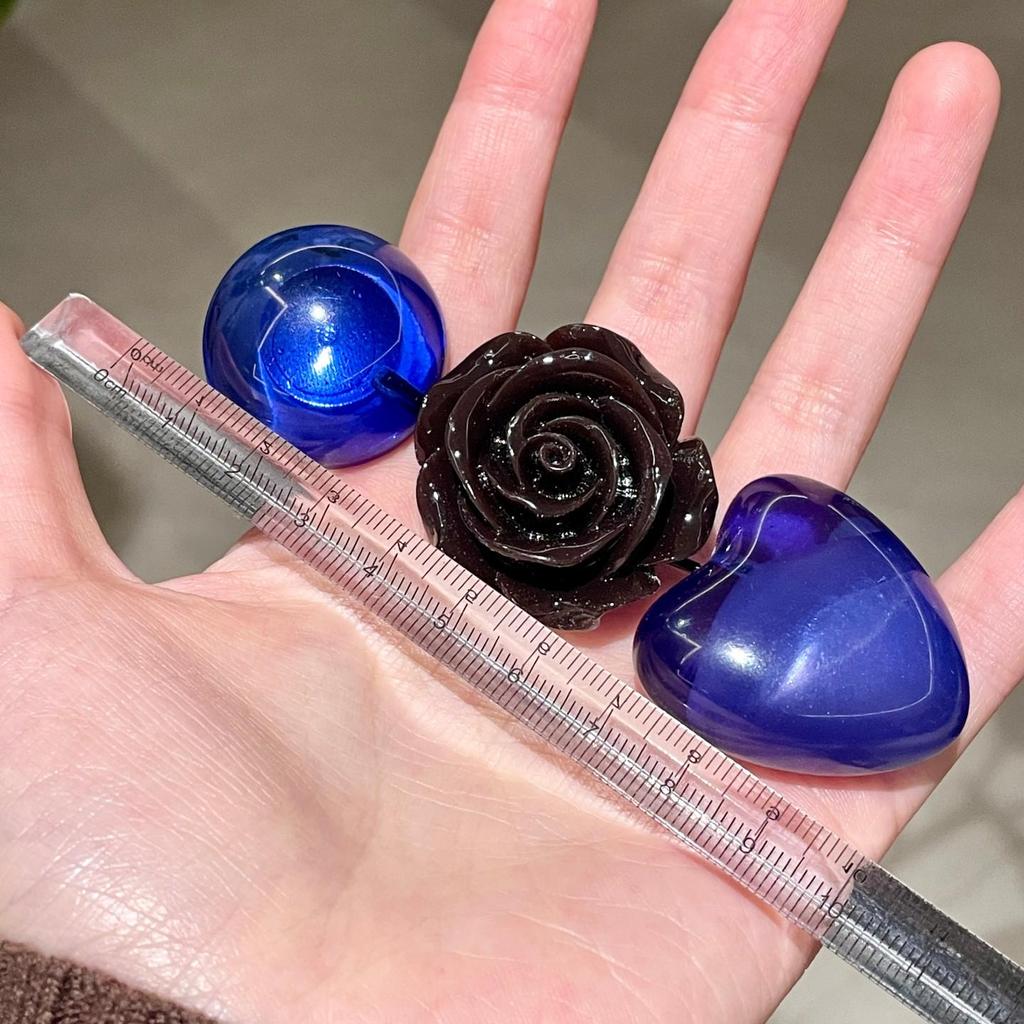 Vintage Dark Blue Heart Rose Long Dangle Earrings - Retro Fashionable Women's Studs