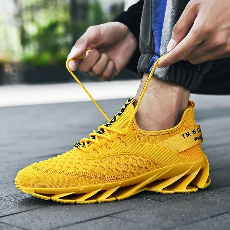Men's large-sized casual sports shoes, mesh woven breathable running shoes, spring and autumn thick-soled vulcanized men's shoes