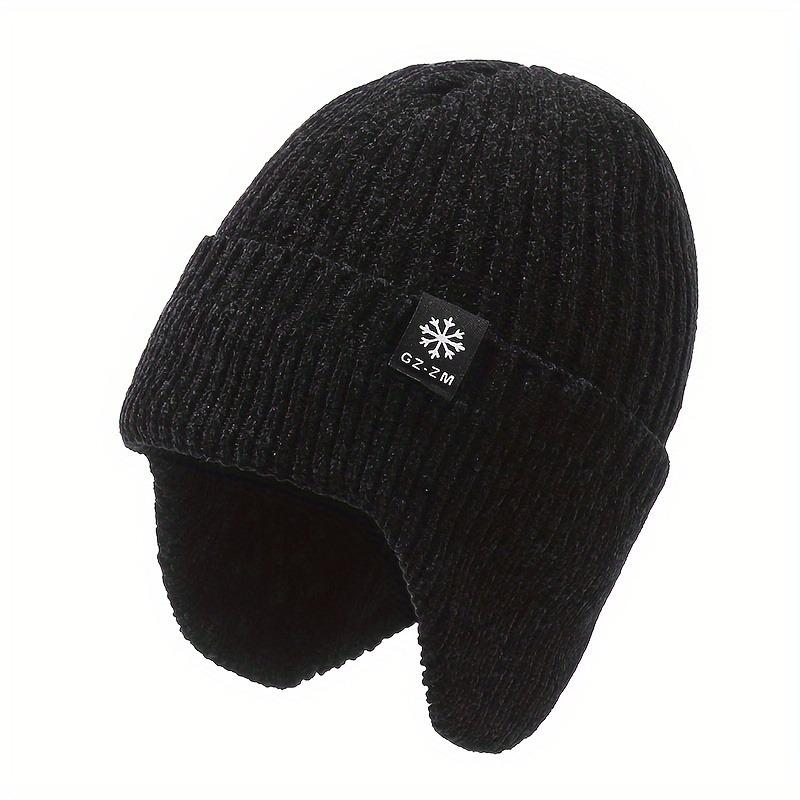 Unisex Winter Warm Knit Hat with Lining and Ear Protection Thickened Knit Beanie Suitable for Seniors Middle
