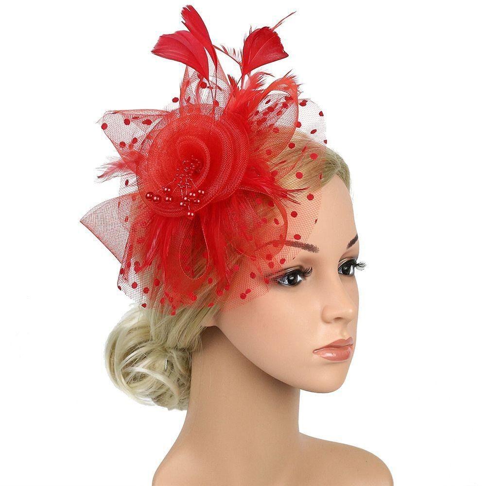 Polka Dot Tea Party Mesh Hair Band Exquisite Bride Headdress Feathers Fascinator Hat  Photography