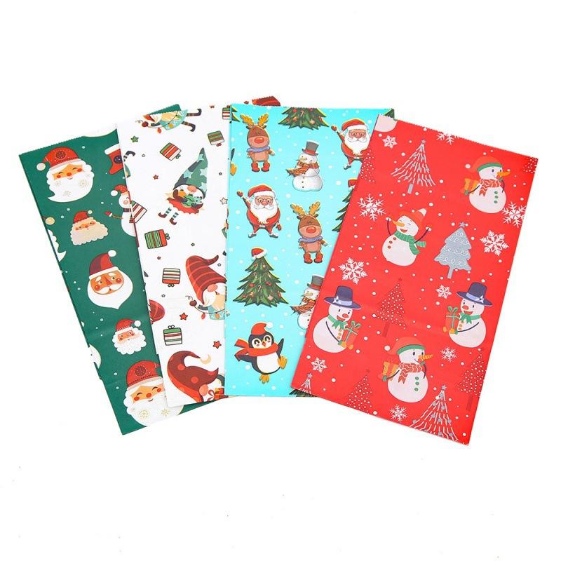 8pcs Christmas cartoon pattern kraft paper bags Christmas cookies snacks gift packaging bags New Year party decorations