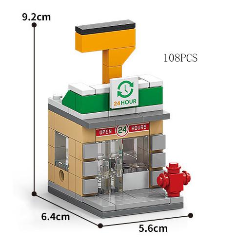 City Japanese Street View Food Vehicle Shop Barbecue Sushi Shaved Ice Ramen Car Model Building Blocks Friend Girl Bricks Toy