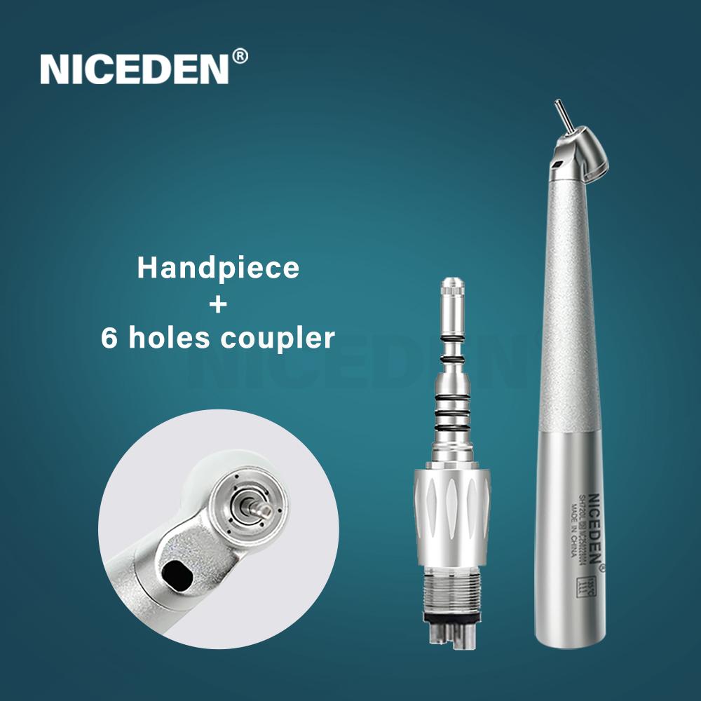Zahnärztliches Glasfaser 45 Grad Chirurgischer Mini-Kopf Keramiklager Druckknopf LED-Licht Handstück Schnellkupplung Luftturbine