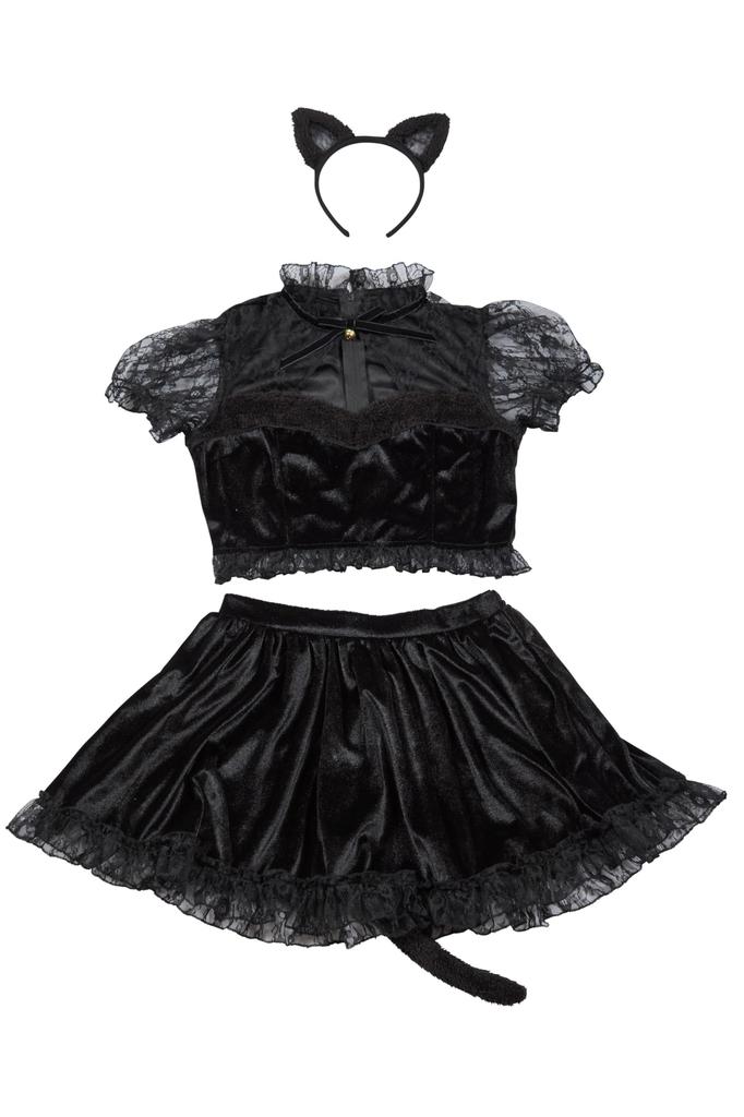 Clearstone GLOWHOLIC Halloween Cosplay Costume Girly Cat for Women, Black