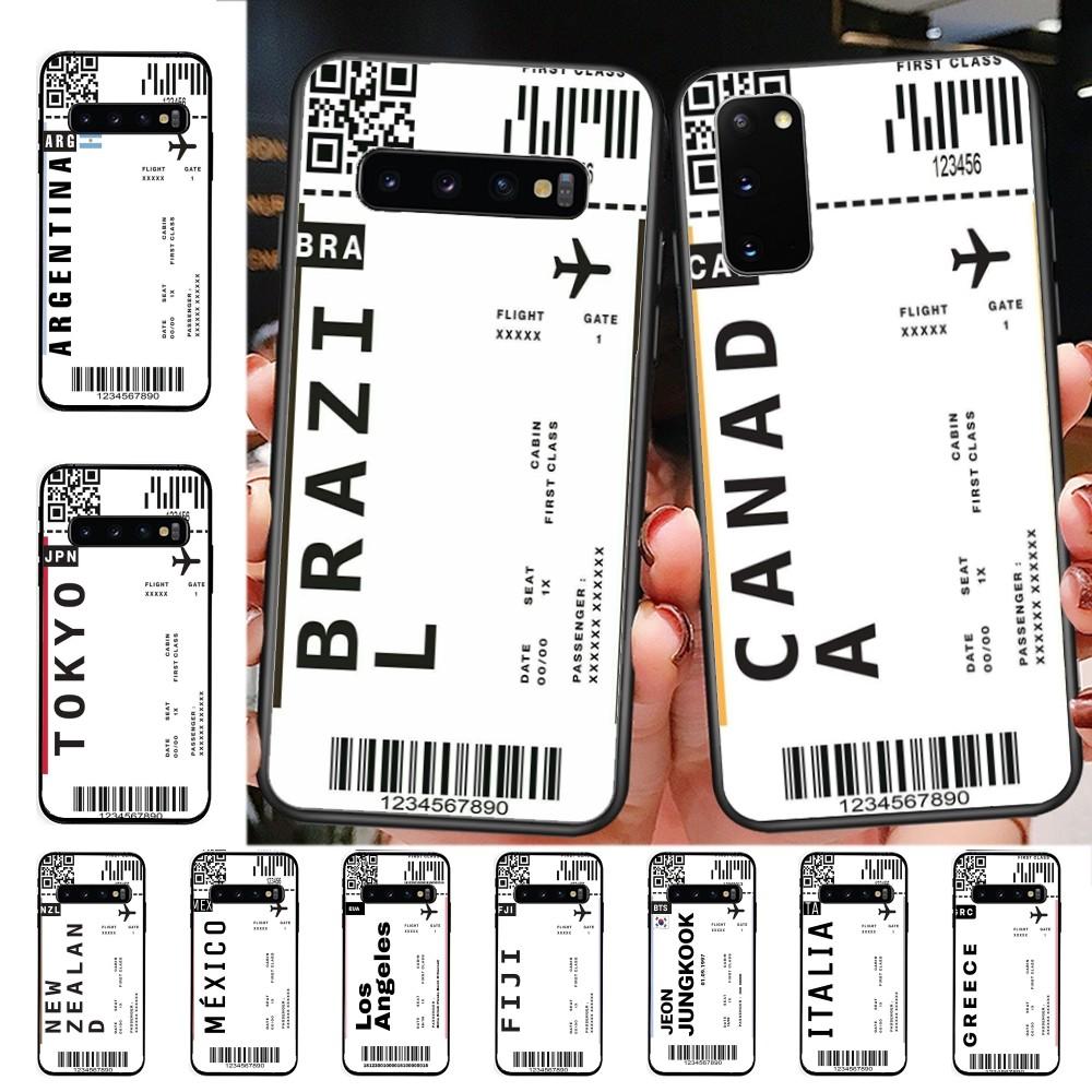 Cute FIRST CLASS PLANE TICKET Phone Case For Samsung S 9 10 20 21 22 23 30 23 24 plus lite Ultra FE S10lite Fundas