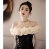 Black Neck Sequined Evening Dress Skirt Banquet Temperament Host Light Luxury Niche Adult Ceremony Fishtail Annual Meeting Dress