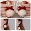 Zinc Alloy Stud Earrings Fluffy Ball Bowknot Earrings Fashion Dangle Earrings  Women