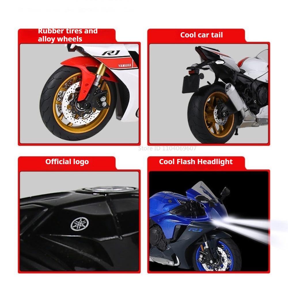 1:9 R1 Honda Cbr 1000Rr Motorfiets Speelgoed Minatuur Legering Diecast Auto Model Schokabsorptie Rubberen Band Modellen Cadeau Voor Vriendjes