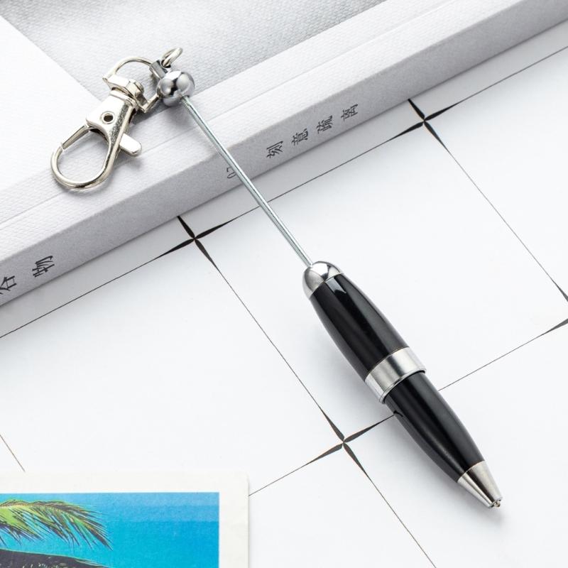 5pcs Writing Pen Beadable Ballpoint Pen with Keychain Beaded Pen for Student