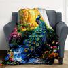 Peacock Garden Flannel Blanket Throw Blanket Soft Warm Sofa Bed Camping Car Home Decor Unique Christmas Gift C9301947