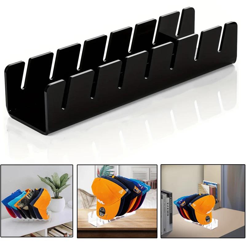 7-slot Convenient Storage Hat Rack Baseball Cap Display Rack Transparent Acrylic Home Wardrobe Hat Storage Store Decoration