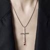 Chic Cross Necklace Alloy Necklace With Geometric And Rhinestone Decor Daily For