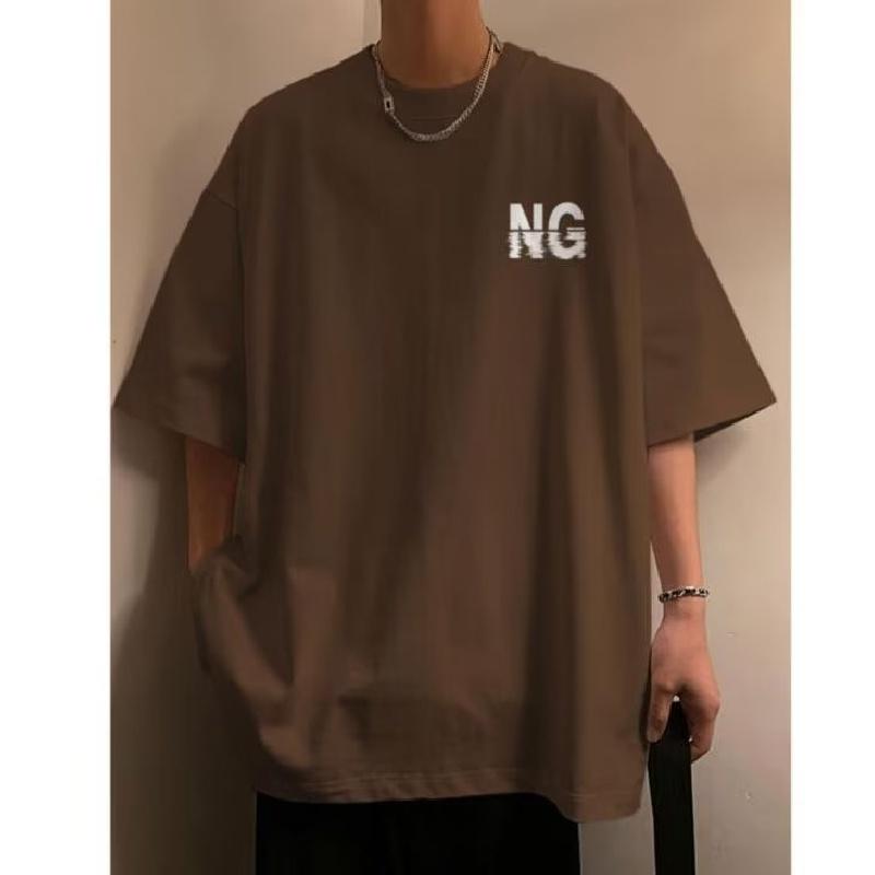 

Мужские футболки с коротким рукавом с буквенным графическим принтом, модные футболки с короткими рукавами, мужская одежда, повседневная футболка, мужские летние топы в корейском стиле ретро для 5XL кофейный