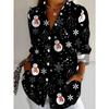 New Plus Size Women's Long Sleeve Printed Shirt Fashionable Casual Buttoned Lapel Shirt