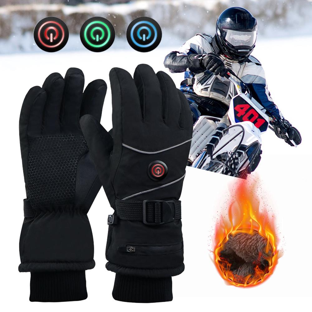 Winter Thicken Heated Gloves Electric USB Heating Gloves Windproof Motorcycle Gloves Outdoor Cycling Skiing Hand Warmer Mittens
