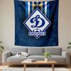 Blue Lion Logo with Gray Stripe Background Patterned Tapestry Decorative Wall Hanging, Home Bedroom Living Room Decor