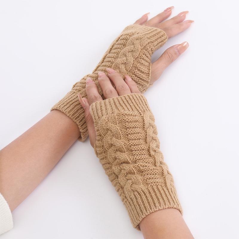 1 Pair Acrylic  Unisex Comfortable Short Figure 8 Twist Half Fingerless Gloves for Typing for Men and Women