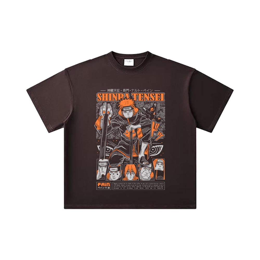 260 GSM Double Yarn 32 Count 100% Cotton Naruto V21 Pain Print Unisex Heavy Cotton T Shirt