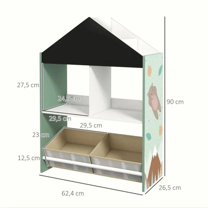 Storage Furniture - GINGER HOME FOREST - Shelf with Blackboard - Little House Design - 62.4x26.5x90 Cm