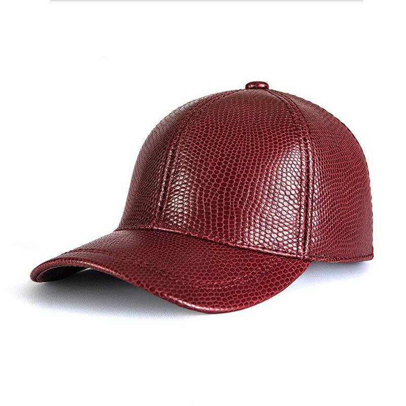 Leder-Baseballkappen für Männer und Frauen Mode Herbst und Winter Erste Schicht Rindsleder Schlangenmuster Kappe für junge Hipster Sonnenschutz Haining neu
