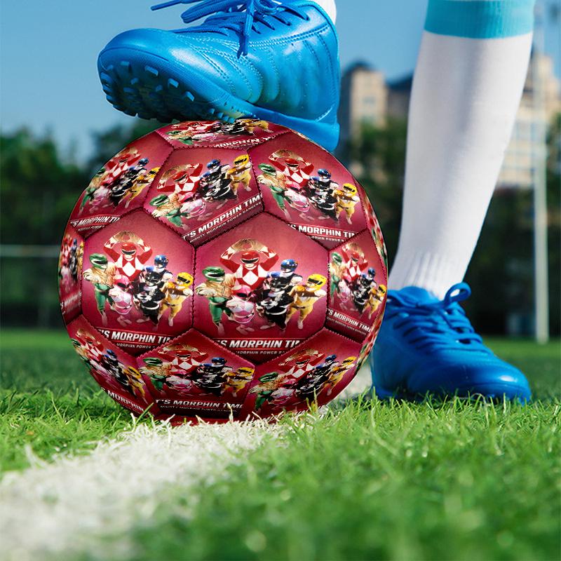Mighty Morphin Power Rangers Print Size 5 Soccer Ball, PU Wear Resistant Football for Match Training and Daily Practice, Birthday Gift for Soccer Fans