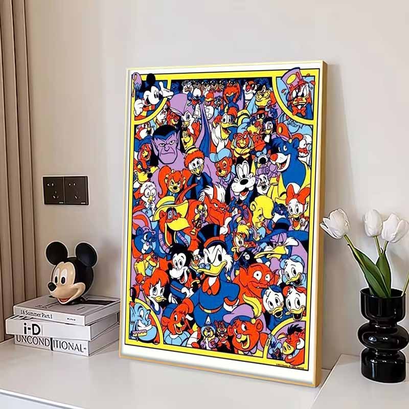 Disney Diamond Painting Retro Group Portrait Illustration of Classic Disney Characters 5D Diamond Painting Art Embroidery Cross Stitch Room Decoration