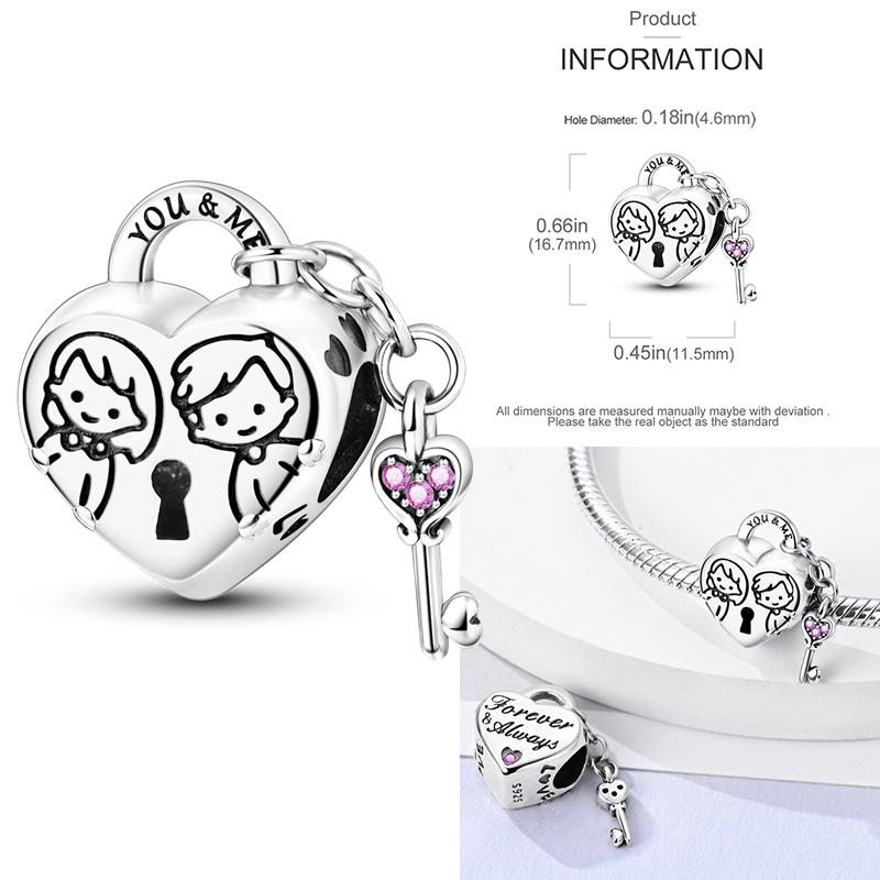 Copper Love Heart-Shaped Family Boy Girl Pet Charms Fit Original Pendant Bracelet Friendshipbeads Diy Jewelry