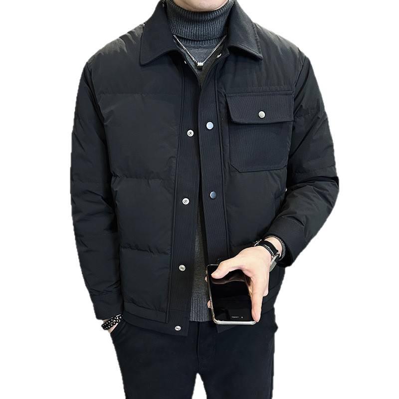 Men's 2024 Slim Fit Short Lightweight Down Jacket - Winter Thickened Warm Outerwear with Lapel