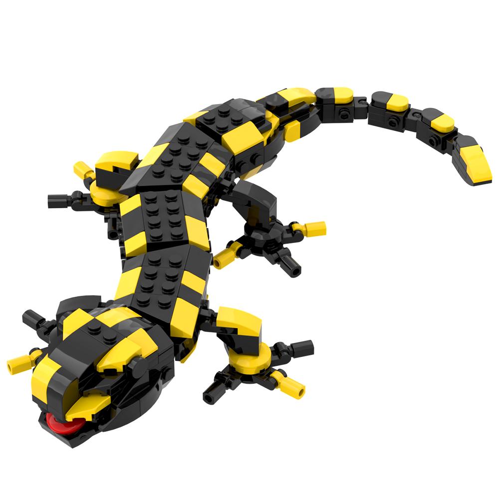 MOC Tier Feuersalamander Bausteine Sets Konstruktionsspielzeug Haifischmodell DIY Steine Weihnachten Geburtstagsgeschenke