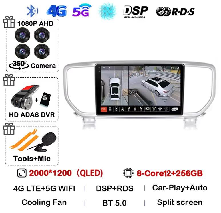 Android 13 Auto Carplay WIFI+4G For Kia Sportage 4 QL 2018 2019 2020-2025 Car Radio Multimedia Video Player Stereo 360 Camera BT