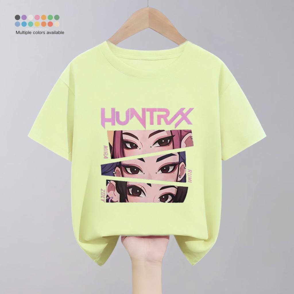 Hunter Girl Group Print Cartoon T-shirt For Girl's Clothing Summer New Fashion Children Short Sleeve Tops Crewneck T Shirts