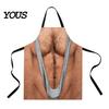 Practical Prank Gifts for Dad Funny 3D Hairy Men's Body Apron, Novelty Muscle Print BBQ Personalized Cooking Gear Bib, Adjustable Polyester