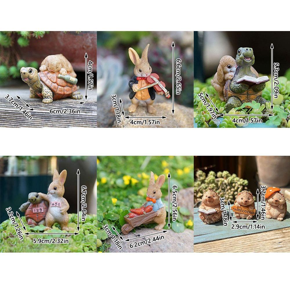Multicolor Cartoon Rabbit Figurines Micro Landscape Resin Garden Turtle Statue Waterproof Bonsai Ornament Lawn Animal Sculpture
