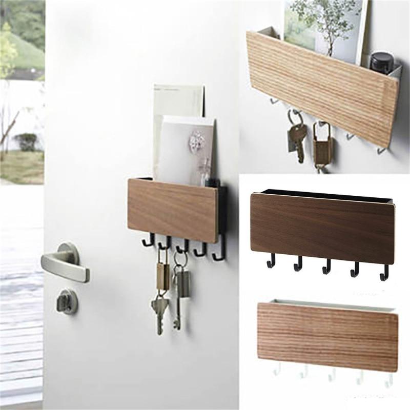 Stylish Entryway Mail and Key Holder with Double Rack and Hooks for Home Organizing Coats and Dog Leashes Daily Use