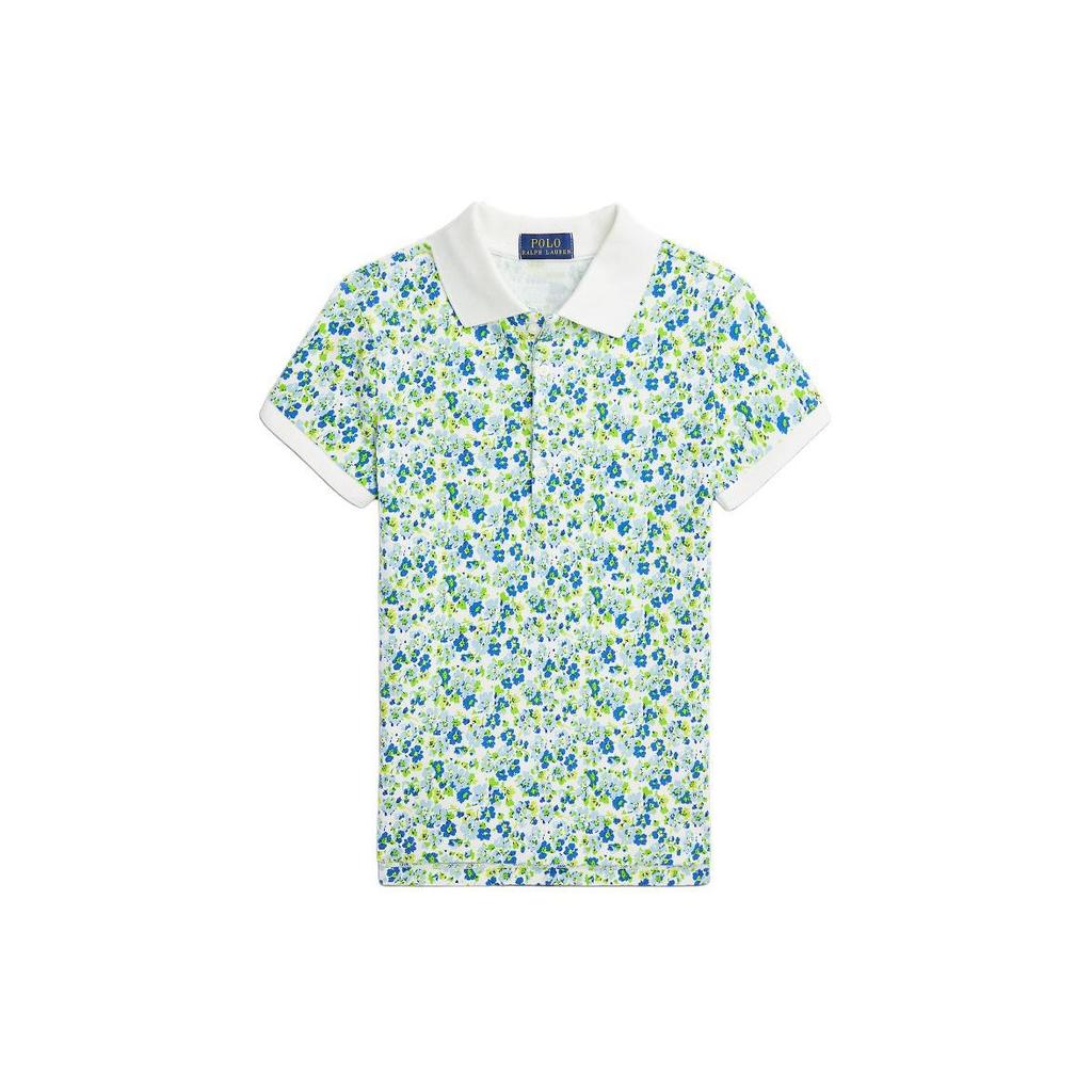 Polo Ralph Lauren Polo Shirt Ss24 Floral Print Button Short Sleeve Green Kids tops CWPOKNIG802047-999