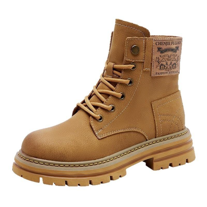 Tooling Martin Boots Short Boots Women's New Thick-soled Spring and Autumn Boots Frosted Leather Retro Polished Rhubarb Boots