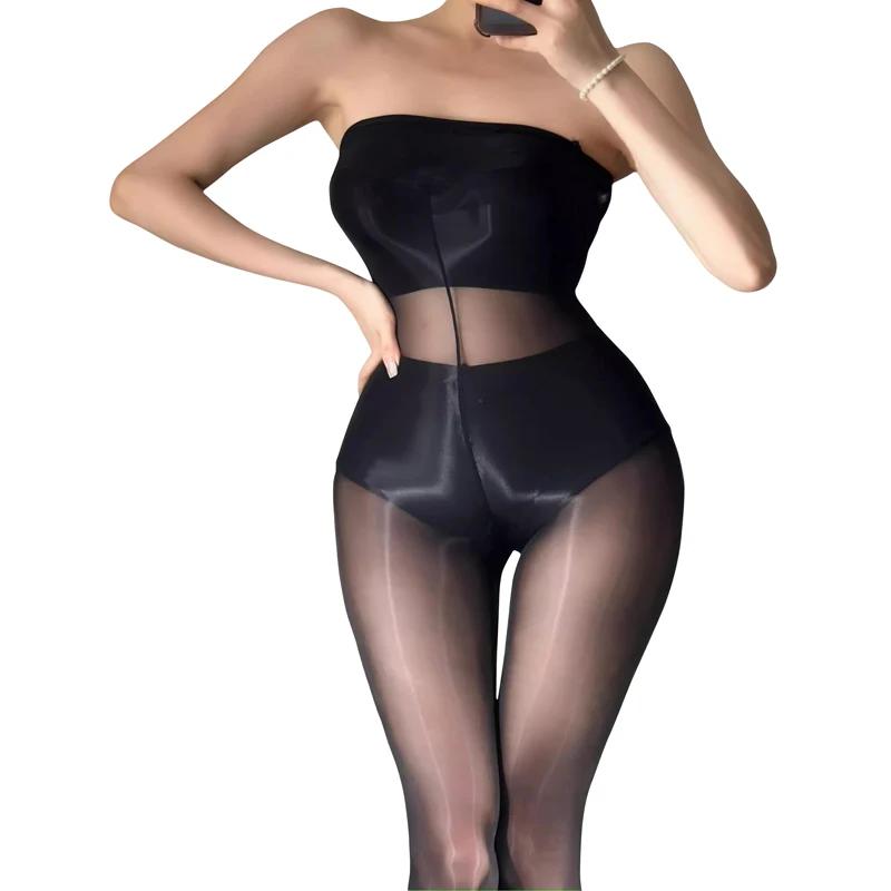 Women 8D Open Crotch Shining Shaping Bodystockings Shiny Glossy Oil Stockings Anti Hook Pantyhose Sexy Lingerie Tights