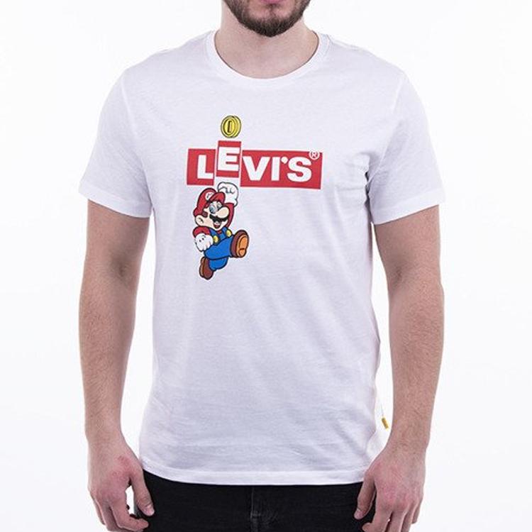 Levis X Super Mario Printed Short Sleeve T-Shirt Men T-Shirts White 22491-0706