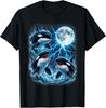 Majestic Three Orca Moon Lightning Sea Life Art T-Shirt