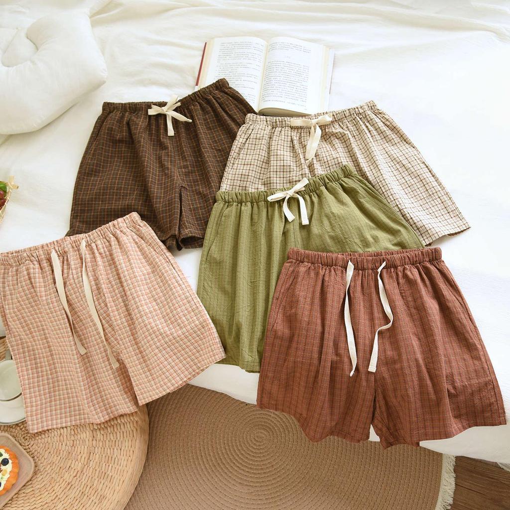 Damen Sommer Pyjama und Strandshorts aus reiner Baumwolle, gewaschen