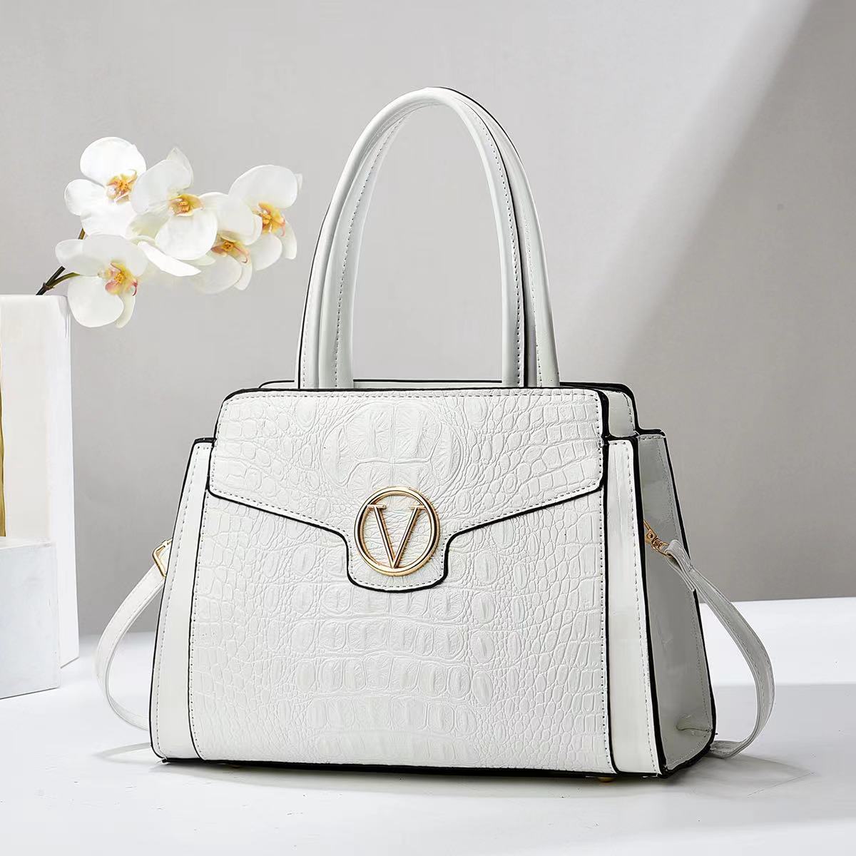 

Новый простой узор крокодила для мамы, модная универсальная трендовая женская сумка через плечо, женская сумка-мессенджер length 30 width 12 height 21 белый