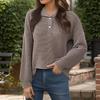 Women's Fashion Pullover Top Color V-Neck Long Sleeve Sweatshirt