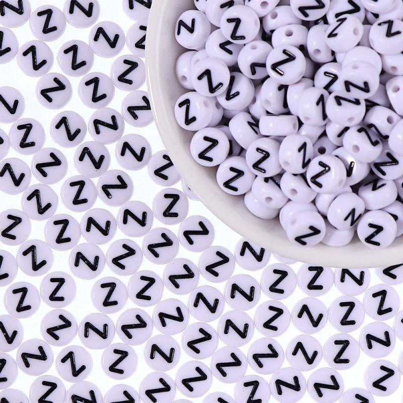 100/Bag Diy Black And White English Acrylic Letter Beads Handmade Bracelets Necklaces Beaded Accessories