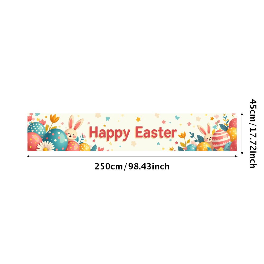 Happy Easter Banner Bunny Ears With Colorful Eggs Butterflies Backdrop Decorations Spring Celebration Background Party Supplies