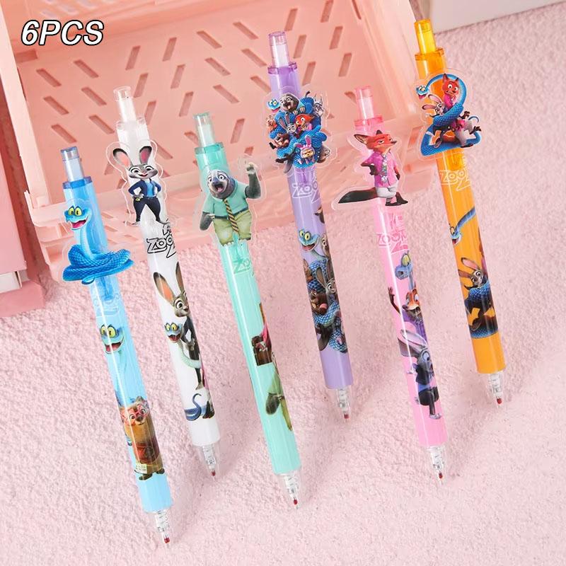 

6/12/18Pcs Zootopia Black Ink Pen Student Writinng Draw Gel Pen Anime Figure Stationery Chiristmas Gifts 0.5mm